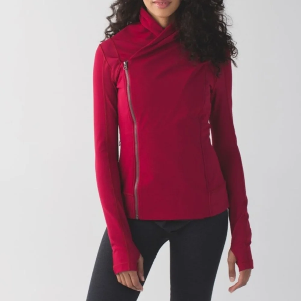 Red Asymmetrical Zip Jacket - Picture 1 of 12